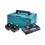 Комплект акумулаторни батерии Makita BL1860 2 броя 18 V, 6.0 Ah и зарядно устройство Makita DC18RD в куфар Makpac 3, 198077-8 